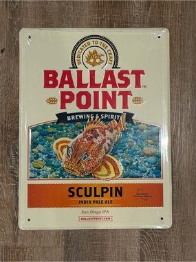 Ballast Point Sculpin India Pale Ale Metal Sign - Cream & Orange